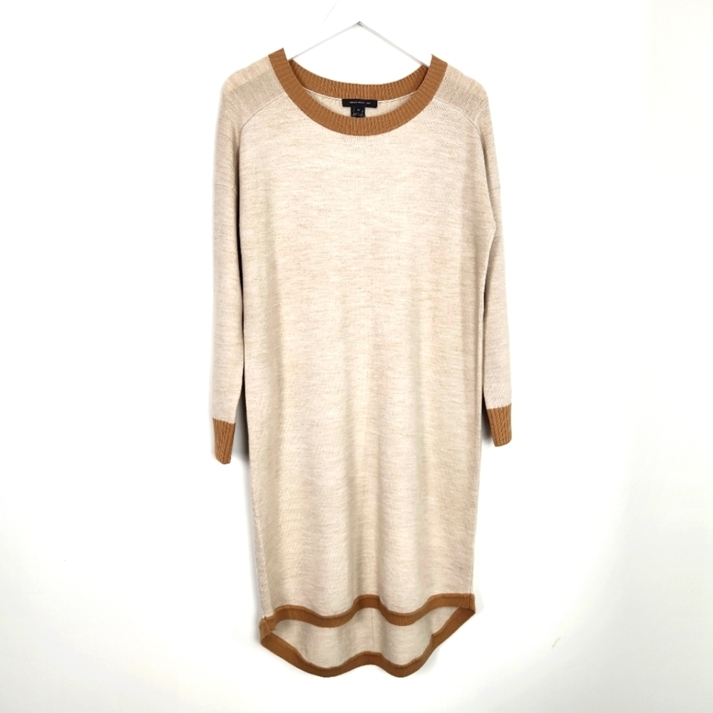 French Connection Size M Camel Tan Long Sleeve Sweater Dress